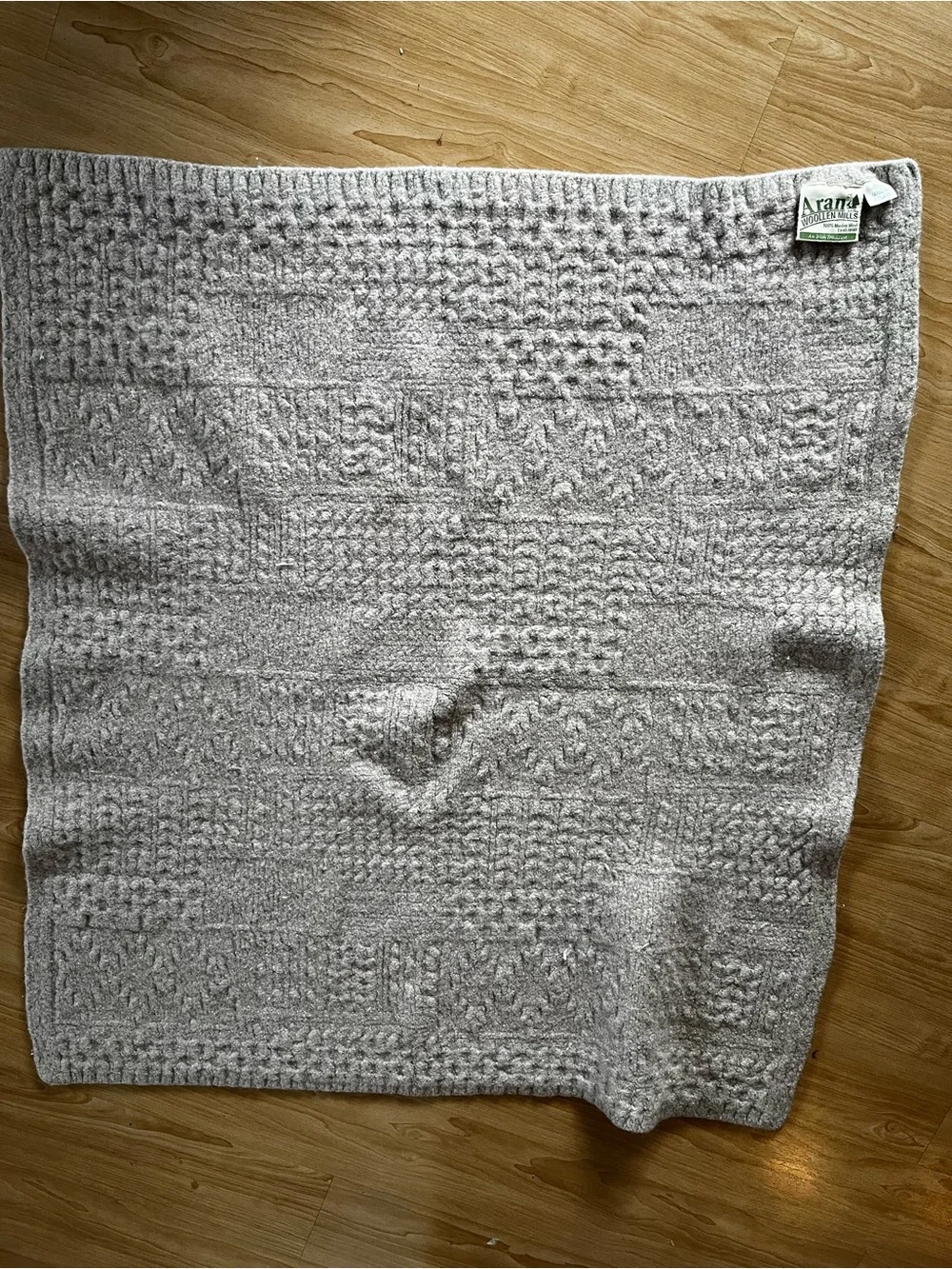 Fisherman gorpcore Wool Irish throw Cozy Cable Knit Throw Blanket - Light Gray